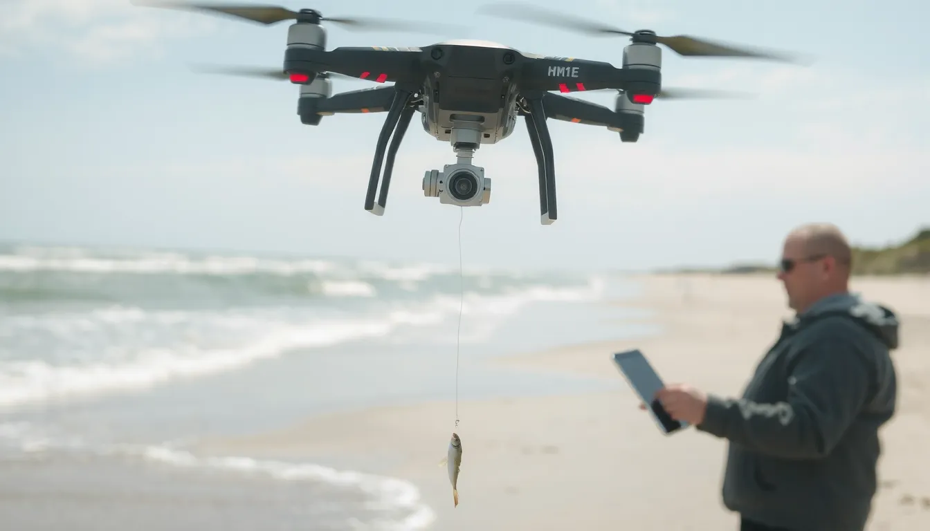 drone pour la peche en surfcasting